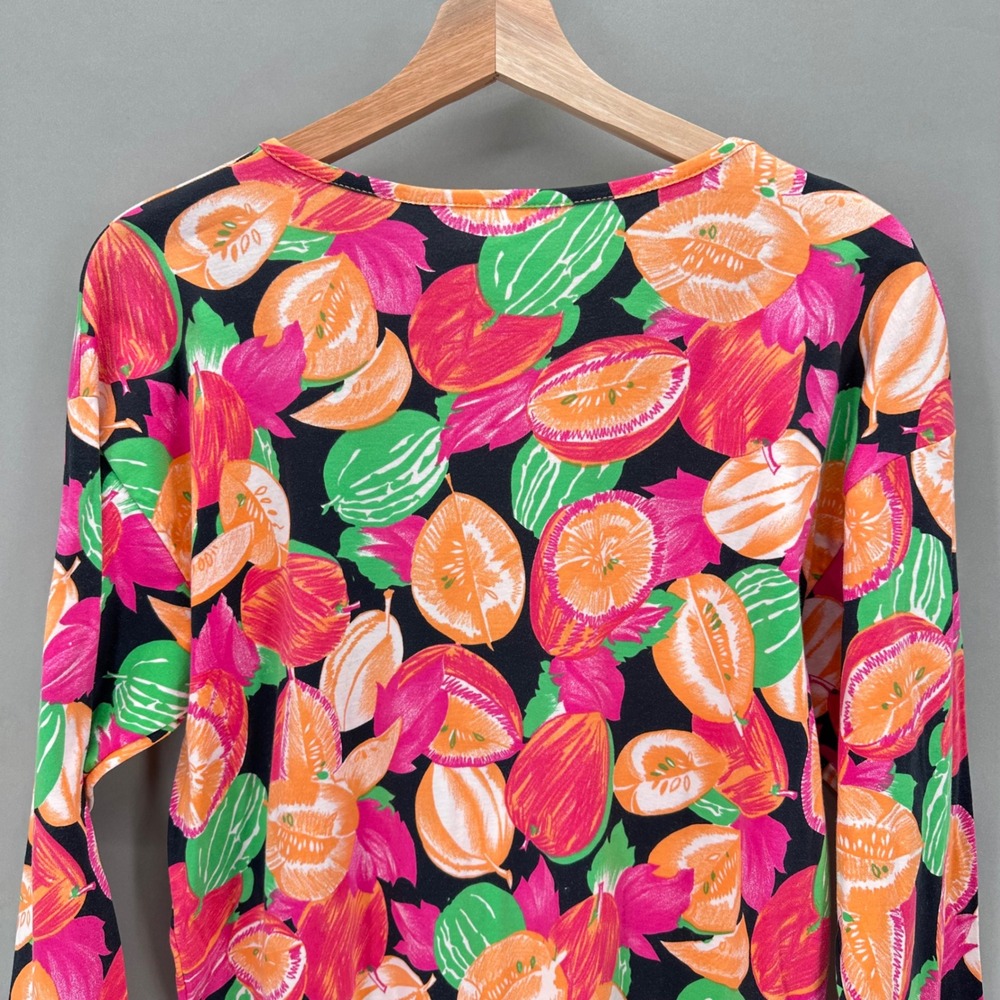 Vintage Philippe Salvet Paris Resortwear Fruit Top Pink Orange Size Medium 70s - Picture 7 of 9
